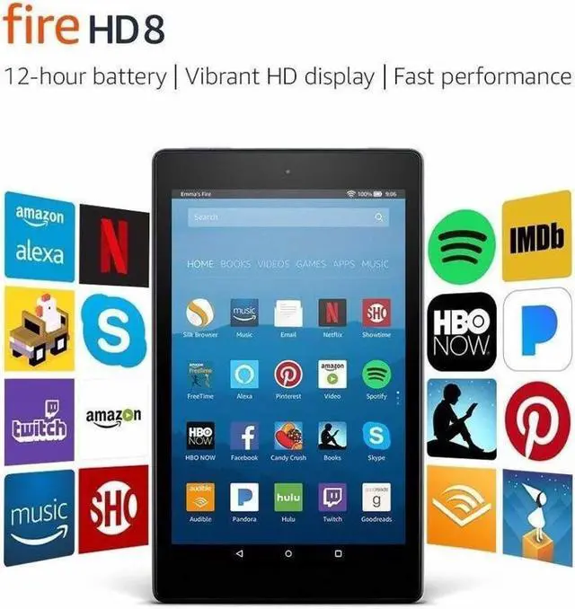 Alt view image 16 of 18 - Fire HD 8 Tablet with Alexa, 8" HD Display, 32 GB – Black
