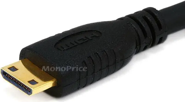 Alt view image 2 of 16 - Monoprice High Speed HDMI Cable - 6 Feet - Black | Blackwith HDMI Mini Connector, 4K @ 24Hz, 10.2Gbps, 30AWG