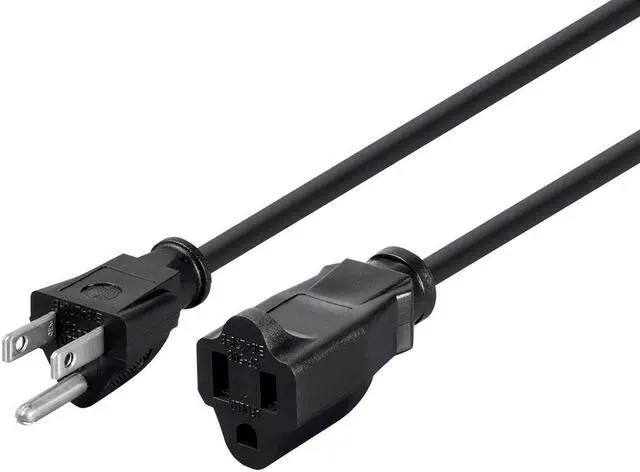 Main image of Monoprice 3 Prong Extension Cord - Black - 20 Feet |  NEMA 5-15P to NEMA 5-15R, 16AWG, 13A
