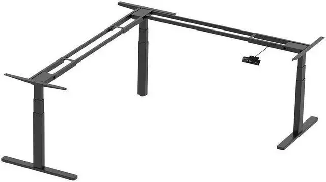 Alt view image 2 of 20 - Monoprice Triple Motor Height Adjustable Sit-Stand Corner Desk Frame - Black | 3 Leg Corner, L Shaped Table Base, Programmable Memory Settings - Workstream Collection