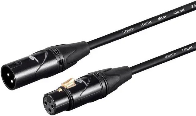 Main image of Monoprice Starquad XLR Microphone Cable - 50 Feet - Black | XLR-M to XLR-F, 24AWG, Optimized for Analog Audio - Gold Contacts - Stage Right Series