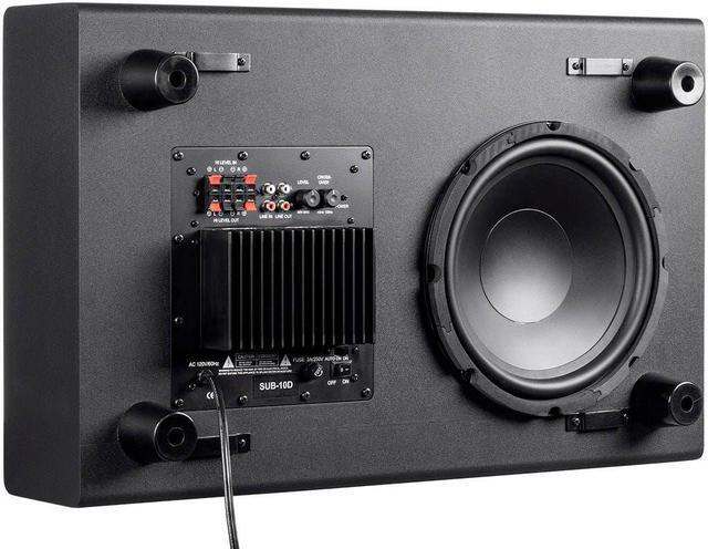 Alt view image 2 of 6 - Monoprice SSW-10 Powered Slim 10 Inch Subwoofer - Black | 150 Watt, Low Profile, Powerful Amp, Low pass