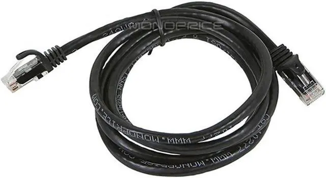 Alt view image 2 of 10 - Monoprice Cat6 Ethernet Patch Cable - 5 Feet - Black | Network Internet Cord - RJ45, Stranded, 550Mhz, UTP, Pure Bare Copper Wire, 24AWG - Flexboot Series