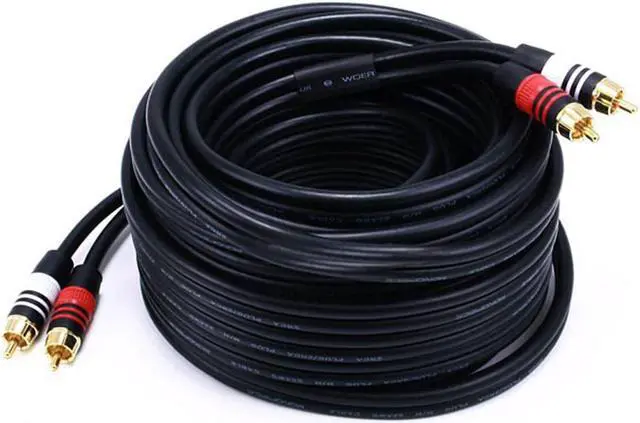 Alt view image 2 of 12 - Monoprice 102867 35-Feet Premium 2 RCA Plug to 2 RCA Plug 22AWG Cable, Black