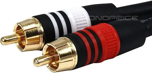 Alt view image 2 of 9 - Monoprice 1.5ft Premium 3.5mm Stereo Male to 2RCA Male 22AWG Cable (Gold Plated) - Black