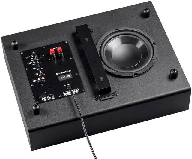 Alt view image 4 of 7 - Monoprice SSW-8 Powered Slim 8 Inch Subwoofer - Black | 100 Watt, Low Profile, Powerful Amp, Low pass