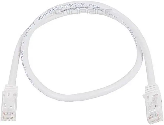 Alt view image 2 of 8 - Monoprice Cat6 Ethernet Patch Cable - 2 Feet - White | Network Internet Cord - RJ45, Stranded, 550Mhz, UTP, Pure Bare Copper Wire, 24AWG - Flexboot Series