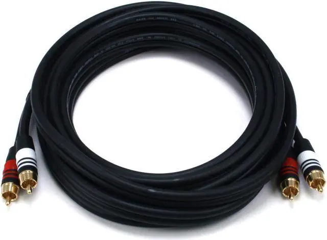 Main image of Monoprice Premium RCA Cable - 15 Feet - Black | 2 RCA Plug to 2 RCA Plug, Male to Male, 22AWG