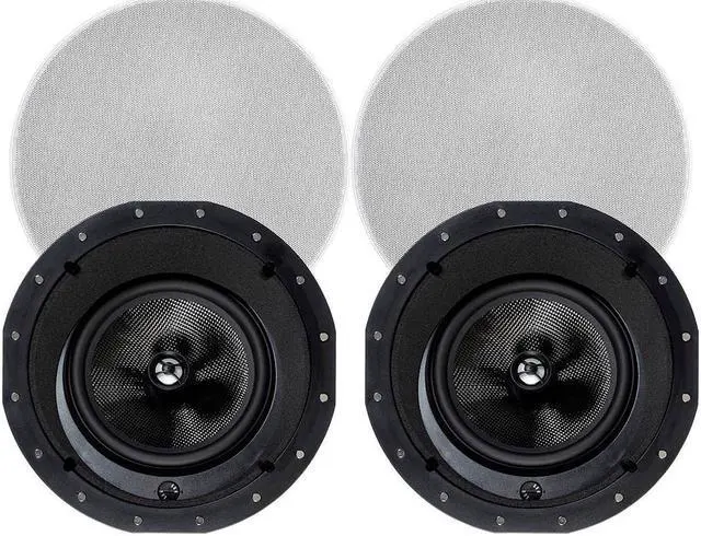 Main image of Monoprice 2-Way Carbon Fiber In-Ceiling Speakers - 8 Inch With 15 Degree Angled Drivers (Pair) - Alpha Series