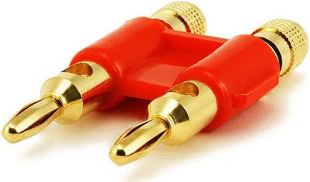 Main image of Monoprice Dual High-Quality Gold Plated Speaker Banana Plugs, Red