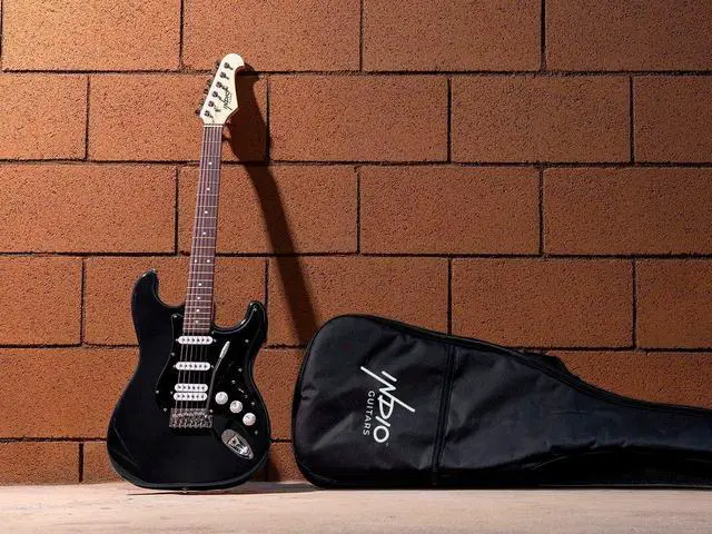Alt view image 6 of 6 - Monoprice Indio Cali Classic HSS Electric Guitar - Black, With Gig Bag