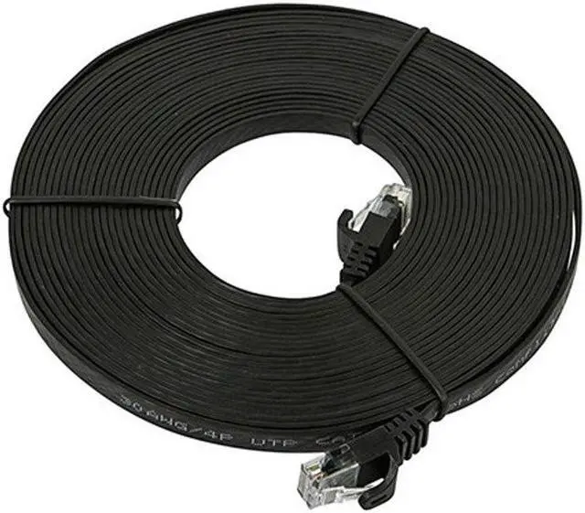 Alt view image 3 of 14 - Monoprice Cat5e Ethernet Patch Cable - 25 Feet - Black | Network Internet Cord - RJ45, Flat,Stranded, 350Mhz, UTP, Pure Bare Copper Wire, 30AWG