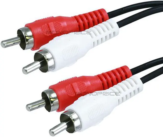 Alt view image 2 of 4 - Monoprice Audio Cables - 12 Feet - Black | 2 RCA Plug to 2 RCA Plug, Male to Male