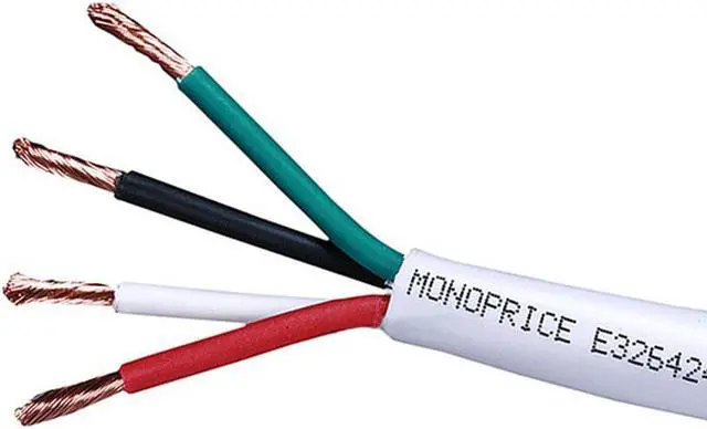 Main image of Monoprice Access Series 12 Gauge AWG CL2 Rated 4 Conductor Speaker Wire / Cable - 250ft Fire Safety In Wall Rated, Jacketed In White PVC Material 99.9% Oxygen-Free Pure Bare Copper