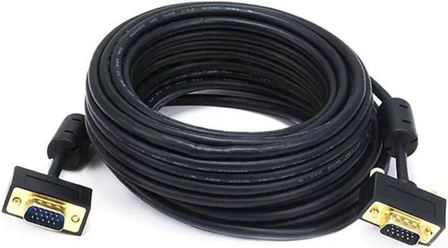 Main image of Monoprice Ultra Slim SVGA Super VGA M/M Monitor Cable - 35 Feet With Ferrites | 30/32AWG, Gold Plated Connector