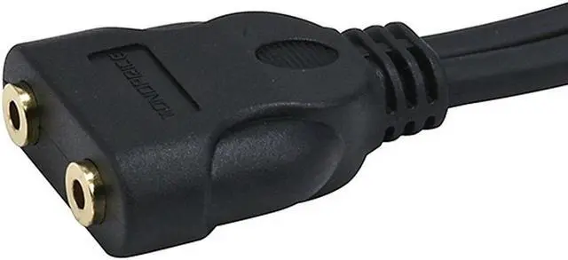 Alt view image 2 of 3 - Monoprice 6ft Premium 3.5mm Stereo Male to (2) 3.5mm Stereo Female Cable (Gold Plated) - Black