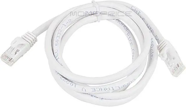 Alt view image 4 of 9 - Monoprice Cat6 Ethernet Patch Cable - 5 Feet - White | Network Internet Cord - RJ45, Stranded, 550Mhz, UTP, Pure Bare Copper Wire, 24AWG - Flexboot Series