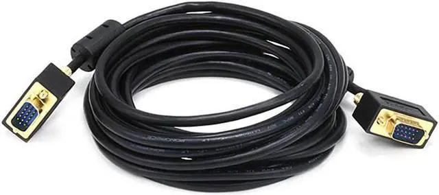 Alt view image 4 of 12 - Monoprice 15ft Ultra Slim SVGA Super VGA 30/32AWG M/M Monitor Cable with Ferrites (Gold Plated Connector)