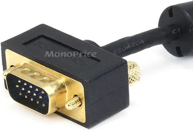 Alt view image 2 of 14 - Monoprice Ultra Slim SVGA Super VGA Male to Male Monitor Cable - 3 Feet With Ferrites | 30/32AWG, Gold Plated Connector