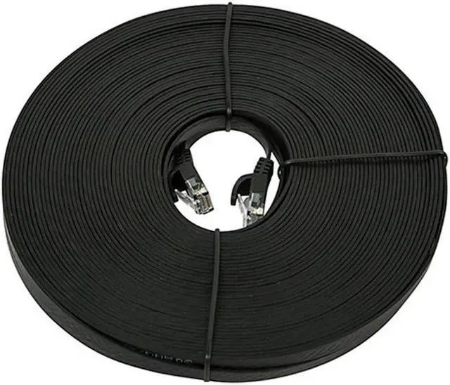 Alt view image 7 of 11 - Monoprice Cat5e Ethernet Patch Cable - 100 Feet - Black | Network Internet Cord - RJ45, Flat,Stranded, 350Mhz, UTP, Pure Bare Copper Wire, 30AWG