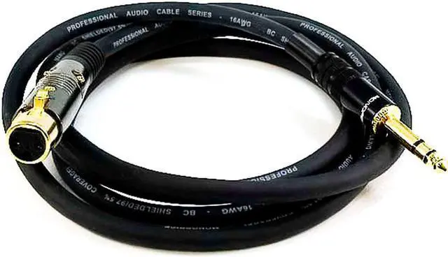 Alt view image 2 of 7 - Monoprice XLR Female to 1/4in TRS Male Cable - 6 Feet | 16AWG, Gold Plated - Premier Series