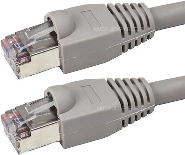 Alt view image 2 of 12 - Monoprice Cat5e Ethernet Patch Cable - Network Internet Cord - RJ45, Stranded, 350Mhz, STP, Pure Bare Copper Wire, 24AWG, 25ft, Gray