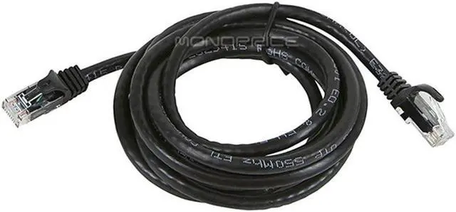 Main image of Monoprice Cat6 Ethernet Patch Cable - 7 Feet - Black | Network Internet Cord - RJ45, Stranded, 550Mhz, UTP, Pure Bare Copper Wire, 24AWG - Flexboot Series