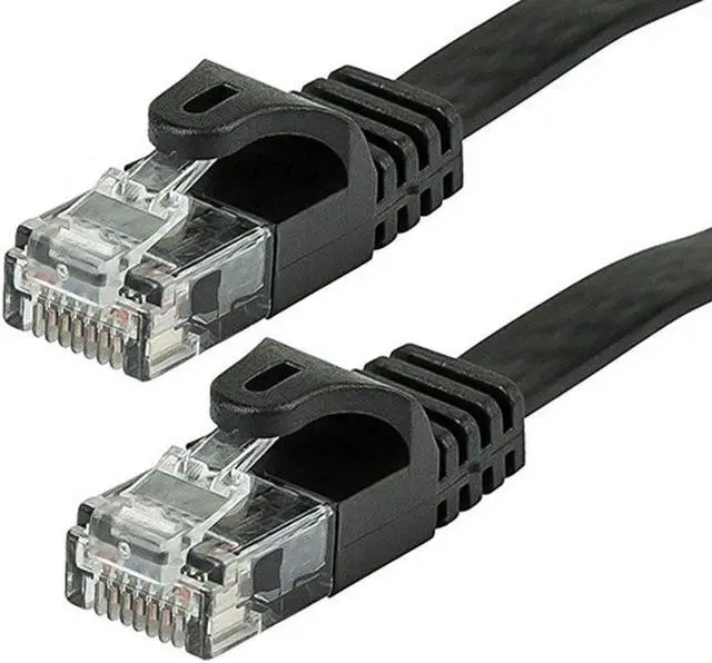 Main image of Monoprice Cat5e Ethernet Patch Cable - 14 Feet - Black | Network Internet Cord - RJ45, Flat,Stranded, 350Mhz, UTP, Pure Bare Copper Wire, 30AWG
