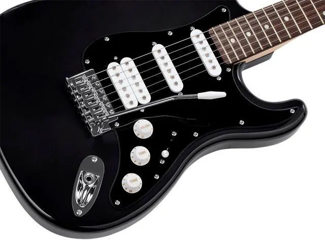 Alt view image 4 of 6 - Monoprice Indio Cali Classic HSS Electric Guitar - Black, With Gig Bag