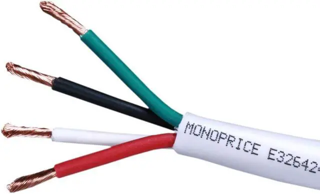 Alt view image 3 of 8 - Monoprice Speaker Wire, CL2 Rated, 4-Conductor, 16AWG, 1000ft, White