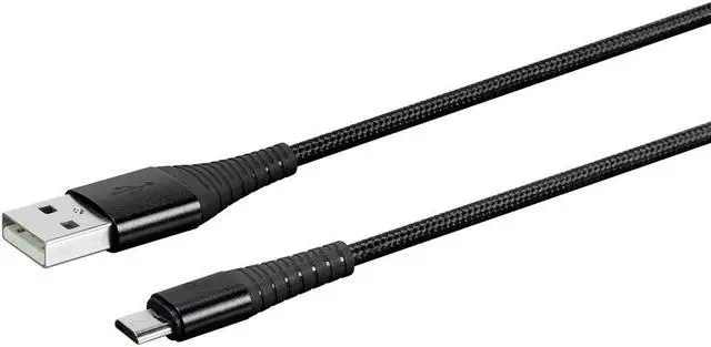 Alt view image 2 of 7 - Monoprice USB 2.0 Micro B to Type A Charge & Sync Cable - 3 Feet - Black | Nylon-Braid, Durable, - AtlasFlex Series