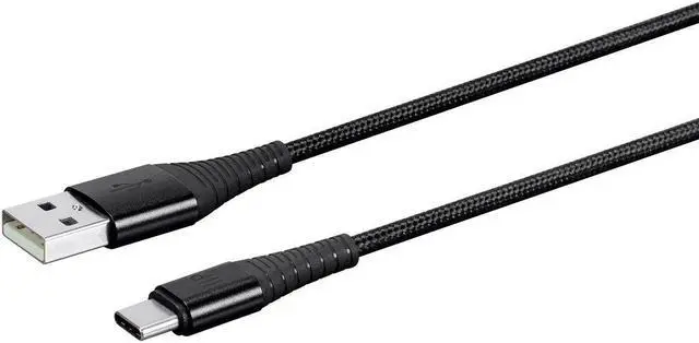 Alt view image 2 of 6 - Monoprice Nylon Braided USB C to USB A 2.0 Cable - 3 Feet - Black |Type C, Durable, Fast Charge for Samsung Galaxy S10/ Note 8, LG V20 and - AtlasFlex Series