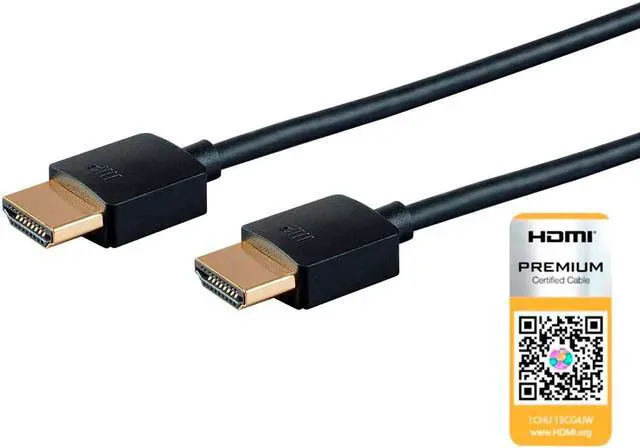 Alt view image 2 of 6 - Monoprice HDMI Cable - 3 Feet - Black (5 Pack) Certified Premium, High Speed, 4K@60Hz HDR, 18Gbps 36AWG YUV 4:4:4, Compatible with UHD TV / PS4 Pro / Xbox Series X & S and More - Ultra Slim Series