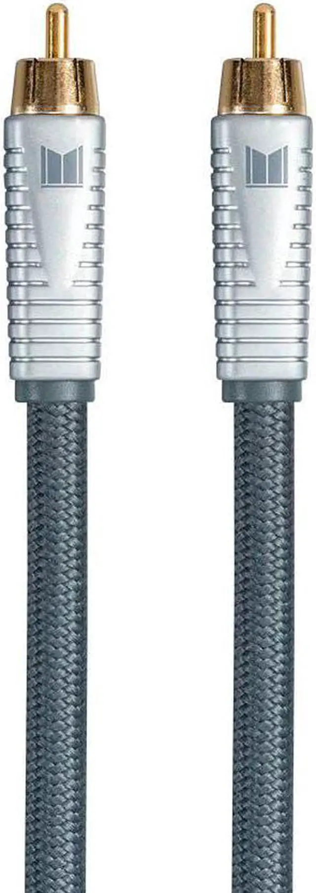 Main image of Monolith RCA Cable - Silver - 6 Feet Chord, 24K Gold Plated Connectors, AL foil, OFC Copper Braided Shield