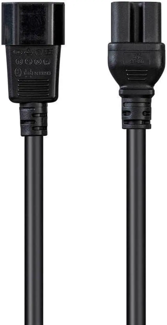 Alt view image 2 of 15 - Monoprice Heavy Duty Power Cable - 6 Feet - Black | IEC 60320 C14 to IEC 60320 C15, 14AWG, 15A, SJT, 100-250V