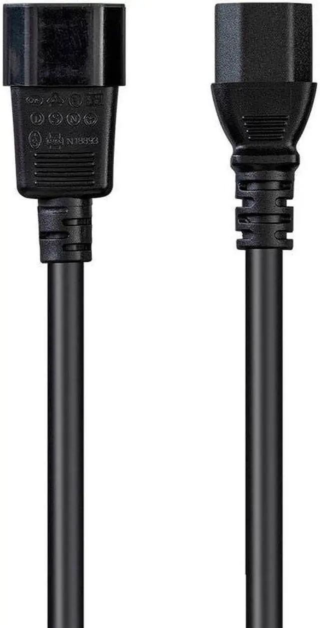 Alt view image 2 of 7 - Monoprice 3-Prong Extension Cord - 12 Feet - Black, IEC 60320 C14 to IEC 60320 C13, 14AWG, 15A, For Powering Computers, Monitors, etc