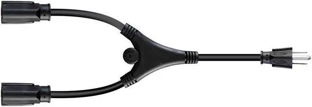 Alt view image 2 of 6 - Monoprice Splitter Power Cord - 1.5 Feet - Black, NEMA 5-15P to 2x NEMA 5-15R, 16AWG, 13A, SJT, 120V