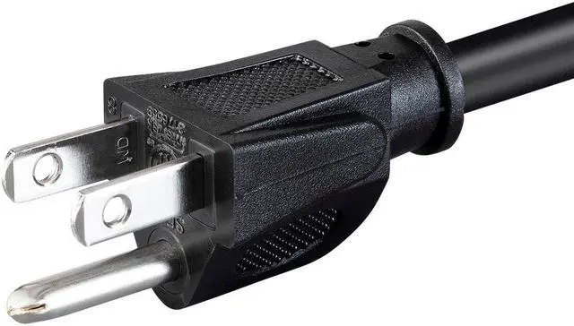 Alt view image 3 of 13 - Monoprice Heavy Duty Power Cord - 8 Feet - Black | NEMA 5-15P to IEC 60320 C15, 14AWG, 15A, SJT, 125V