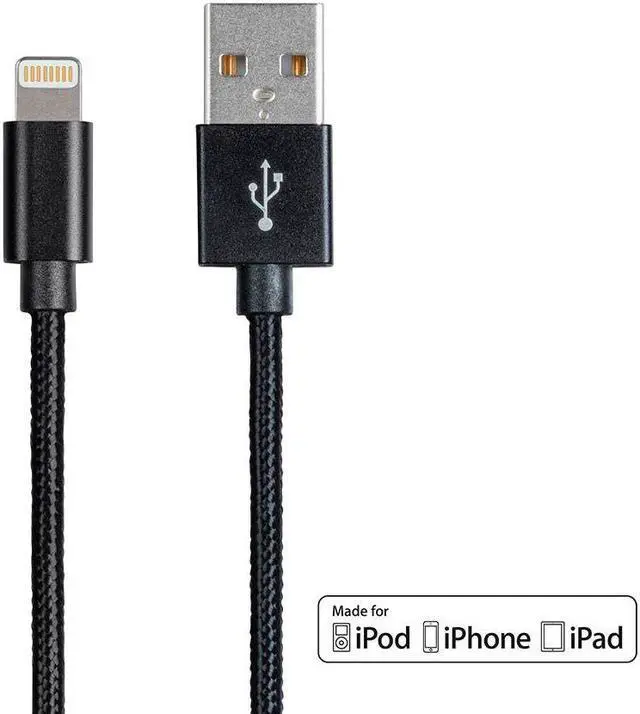 Main image of Monoprice Palette Series MFi Certified Lightning to USB Charge & Sync Cable, 6ft Black