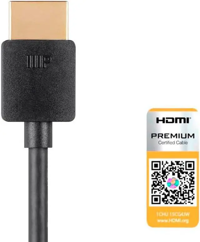 Alt view image 3 of 8 - Monoprice HDMI Cable - 6 Feet - Black (5 Pack) Certified Premium, High Speed, 4K@60Hz, HDR, 18Gbps, 34AWG, YUV 4:4:4, Compatible with UHD TV and More - Ultra Slim Series
