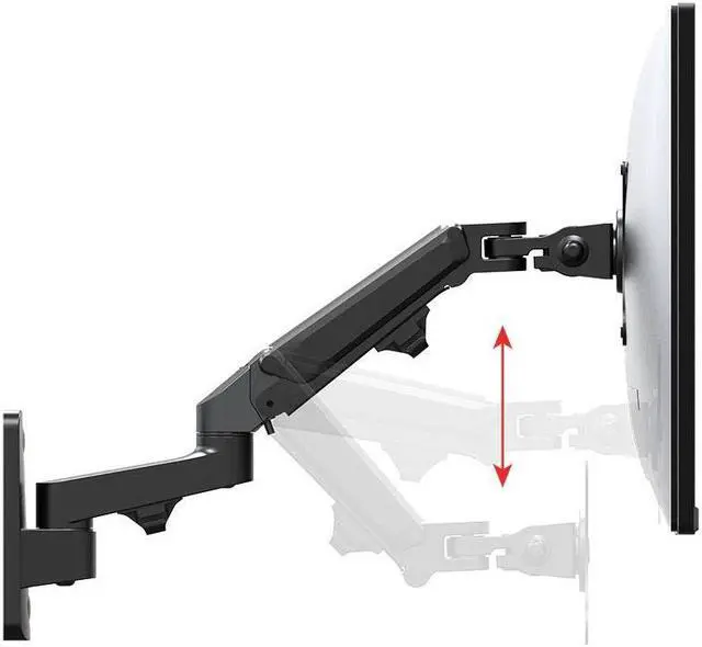 Alt view image 3 of 6 - Monoprice 2-Segment Wall Mount For Monitors Up To 27 Inch | Adjustable Gas Spring - Workstream Collection