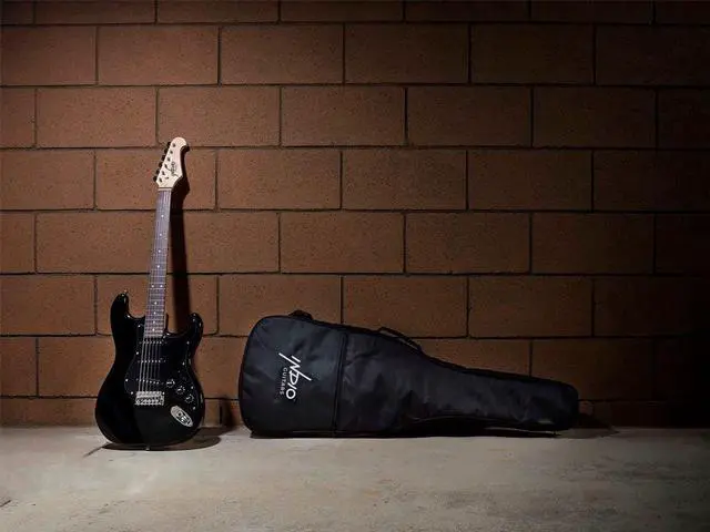 Alt view image 6 of 6 - Monoprice Indio Cali Classic Electric Guitar - Black, With Gig Bag