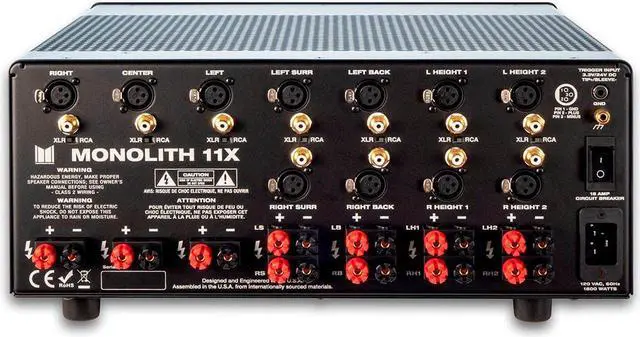 Alt view image 4 of 5 - Monolith 11 Channel (3x200 + 8x100 Watts) Multi-Channel Home Theater Power Amplifier With XLR Inputs