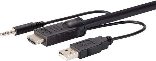 Alt view image 4 of 6 - Monoprice HDMI USB 3.5mm Audio Combo Cable - 1.5 Feet, 4K@60Hz, HDR, for KVM Switches - Switch Series