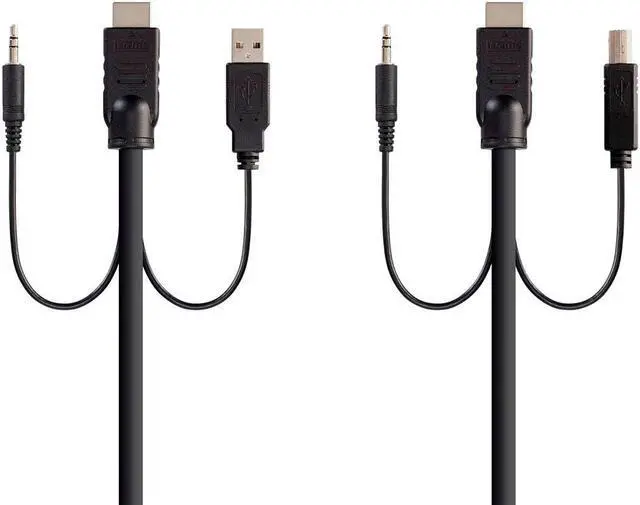 Alt view image 2 of 6 - Monoprice HDMI USB 3.5mm Audio Combo Cable - 1.5 Feet, 4K@60Hz, HDR, for KVM Switches - Switch Series
