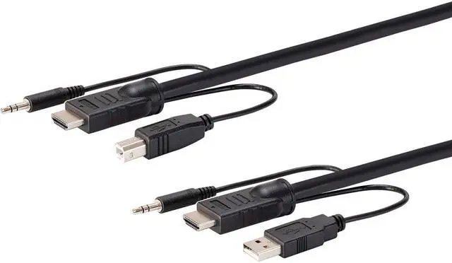 Main image of Monoprice HDMI USB 3.5mm Audio Combo Cable - 10 Feet, 4K@60Hz, HDR, for KVM Switches - Switch Series
