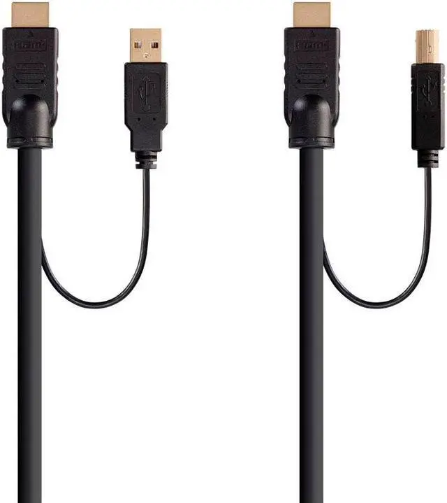 Alt view image 2 of 6 - Monoprice HDMI USB Combo Cable - 6 Feet, HDR, 4K@60Hz, Dual Head HDMI To HDMI Combo Cable, for KVM Switches - Switch Series