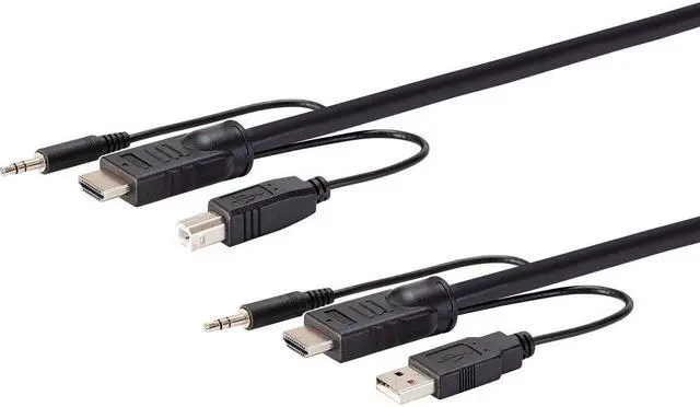 Main image of Monoprice HDMI USB 3.5mm Audio Combo Cable - 1.5 Feet, 4K@60Hz, HDR, for KVM Switches - Switch Series