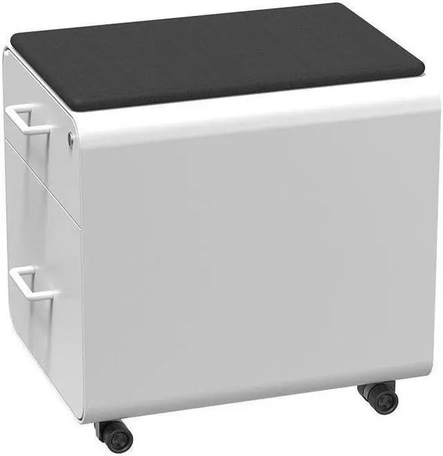 Alt view image 3 of 6 - Monoprice Round Corner 2-Drawer File Cabinet - White, Lockable With Seat Cushion - Workstream Collection