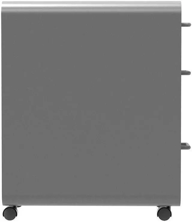 Alt view image 4 of 6 - Monoprice Round Corner 3-Drawer File Cabinet - Gray With Lockable Drawer - Workstream Collection